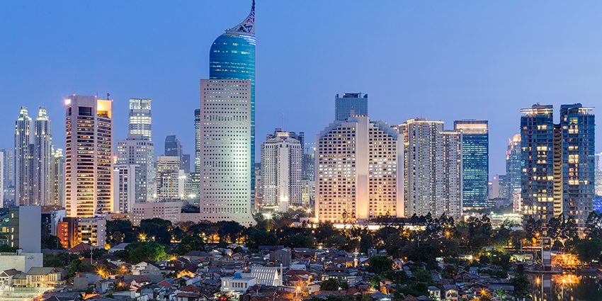 Jakarta-Indonesia Image of the Jakarta city skyline at dusk